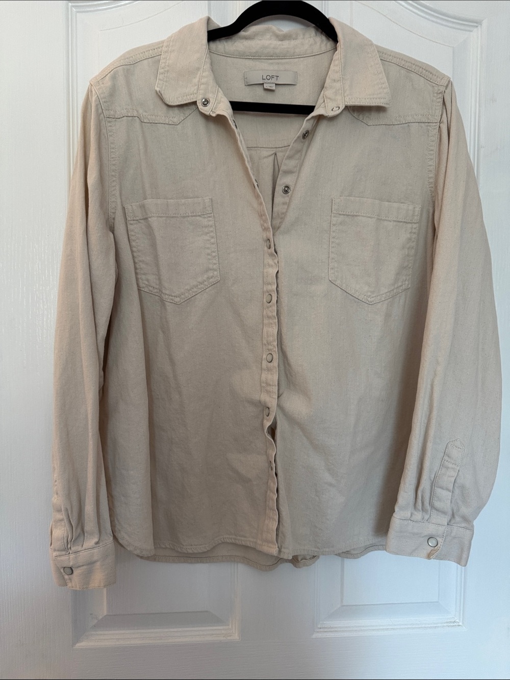 LOFT Neutral Beige Utility Shirt